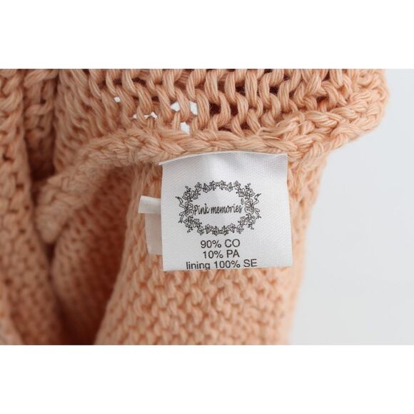 PINK MEMORIES Peach Knit Sleeveless Crop Top Women Pink Sweaters - Picture 5 of 6